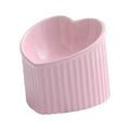 Heart-Shaped Tilted Ceramic Elevated Cat Bowl – Anti-Slip Handmade Pet Feeder-My Little Pet