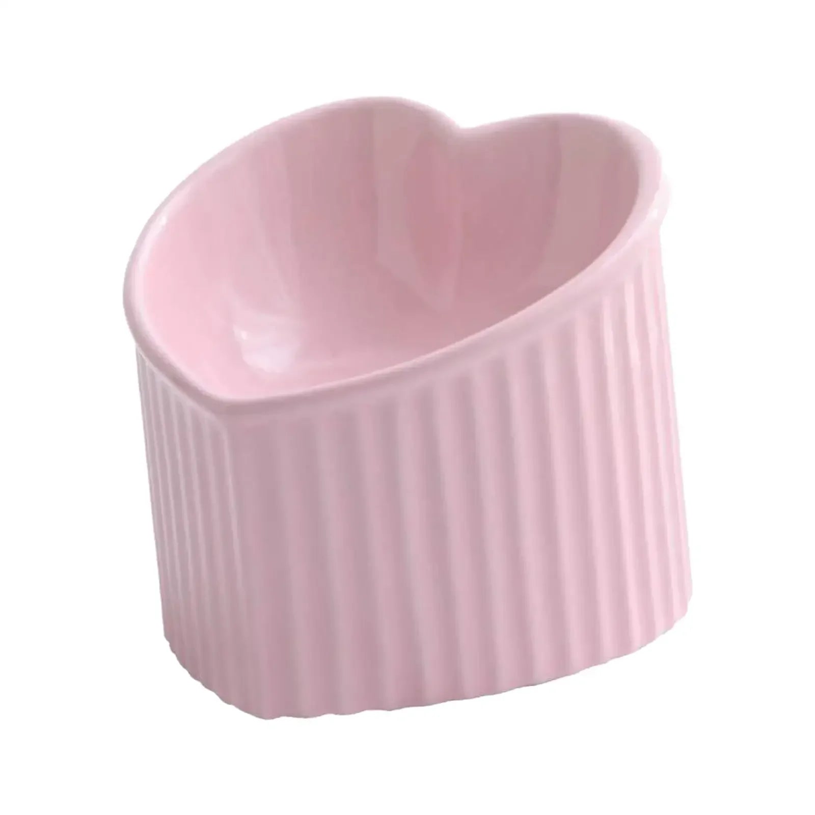 Heart-Shaped Tilted Ceramic Elevated Cat Bowl – Anti-Slip Handmade Pet Feeder-My Little Pet
