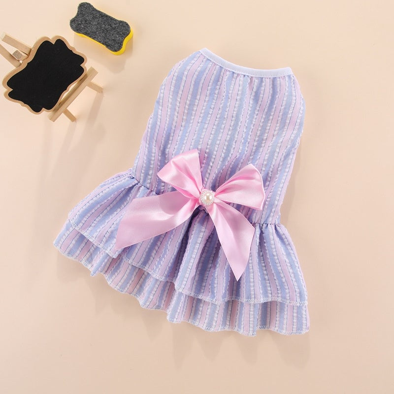 Chic Striped Butterfly Summer Dress for Pets-My Little Pet