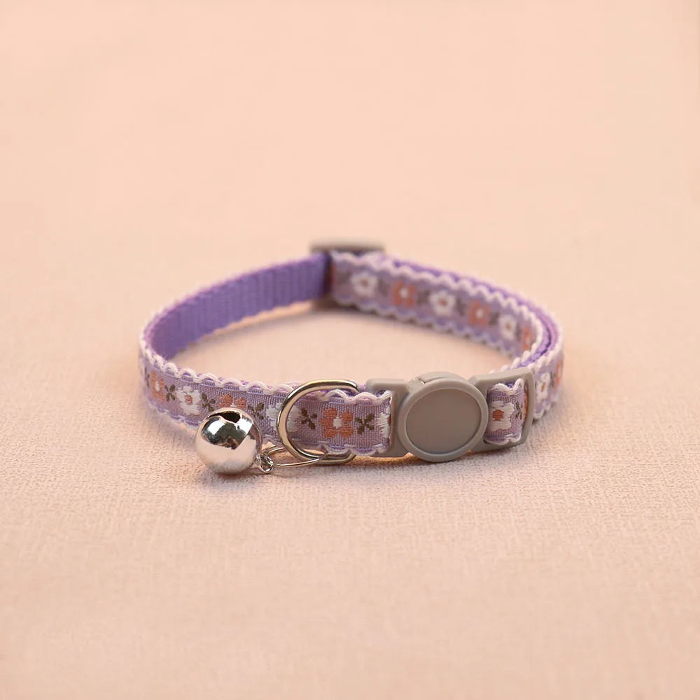 Handcrafted Flower Cat Collar with Bell - Adjustable and Stylish Pet Accessory-My Little Pet