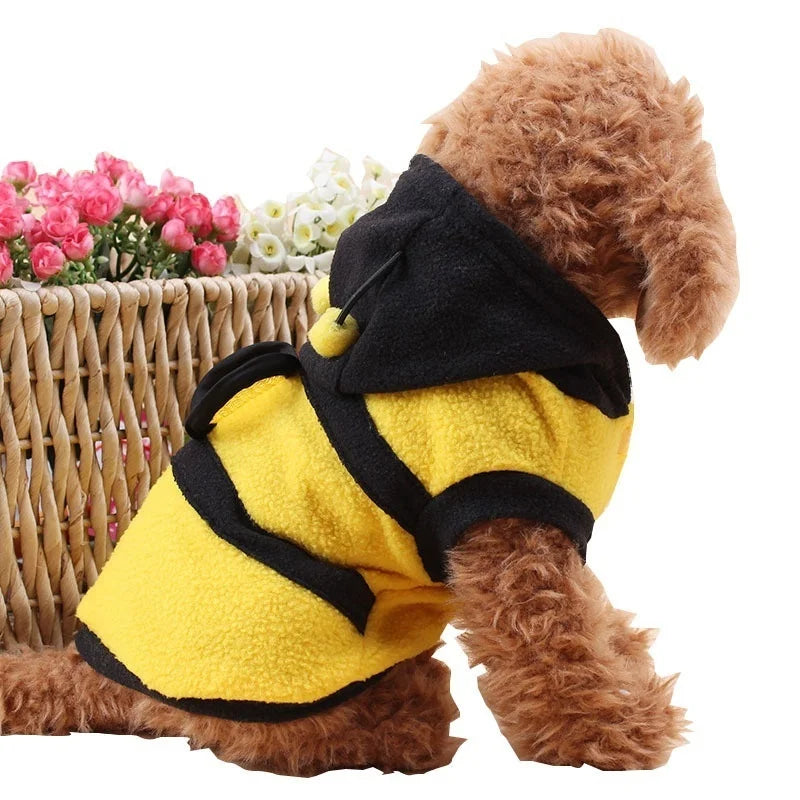 Cute Bee-Themed Fleece Hoodie for Pets-My Little Pet
