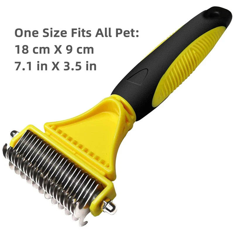 Dual-Sided Pet Grooming Brush for Dogs and Cats - Stainless Steel Undercoat Rake for Dematting and Detangling-My Little Pet