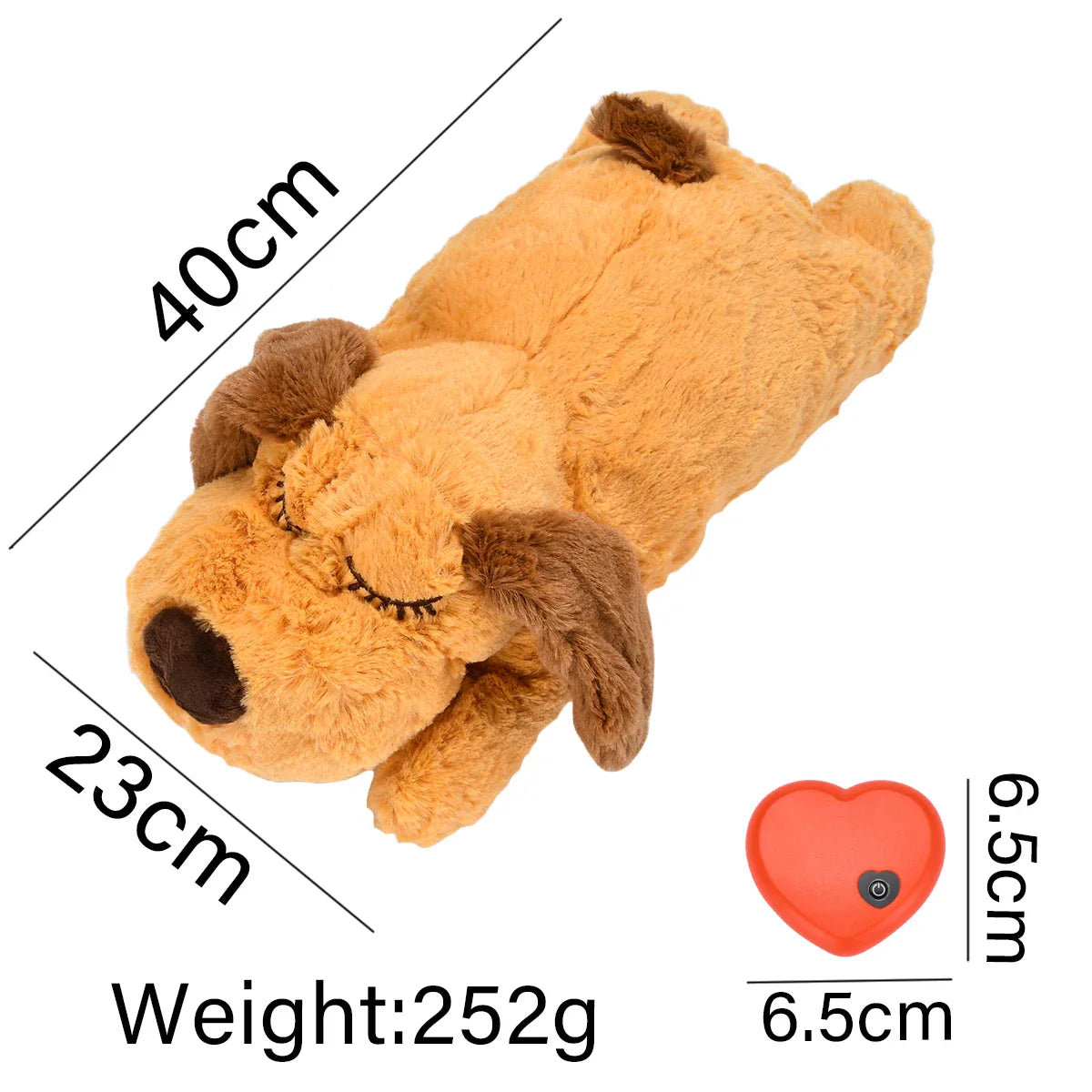 Comforting Heartbeat Plush Dog Toy for Anxiety Relief and Chew Training-My Little Pet