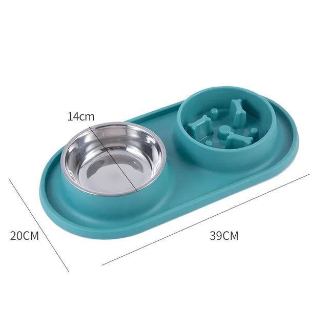 Anti-Choking Pet Feeding Bowl with Dual Stainless Steel & Silicone Design-My Little Pet