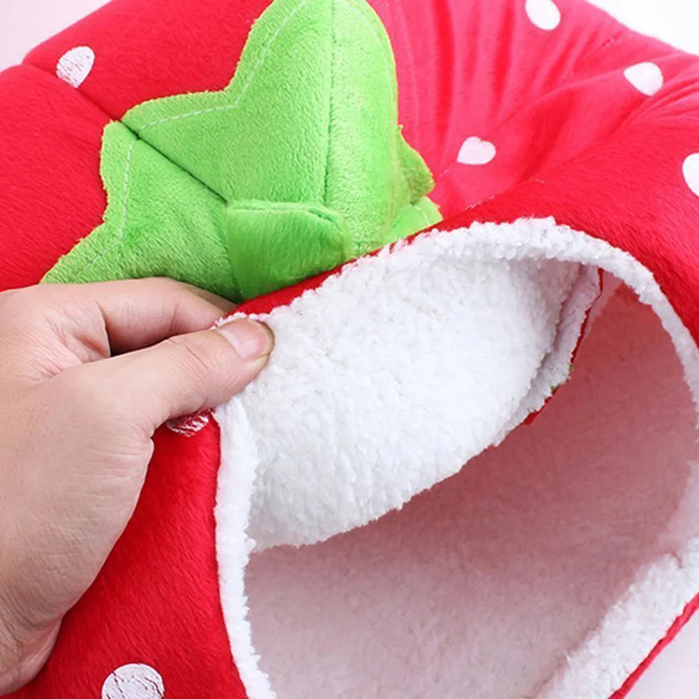 Strawberry-Shaped Cozy Pet Bed for Small Dogs and Cats-My Little Pet