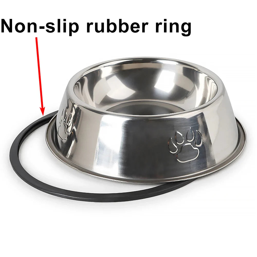 Premium Stainless Steel Pet Food Bowl with Non-Slip Rubber Base-My Little Pet
