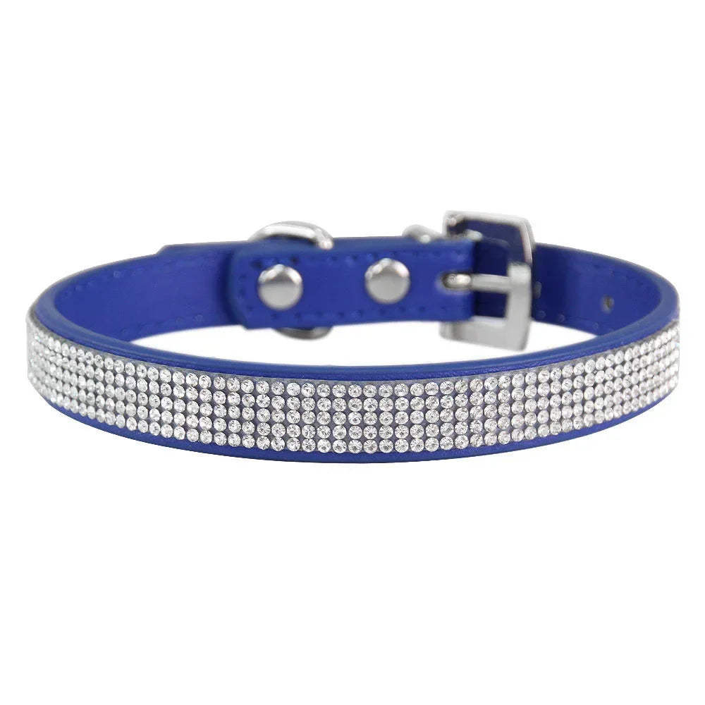 Elegant Rhinestone Leather Pet Collar-My Little Pet
