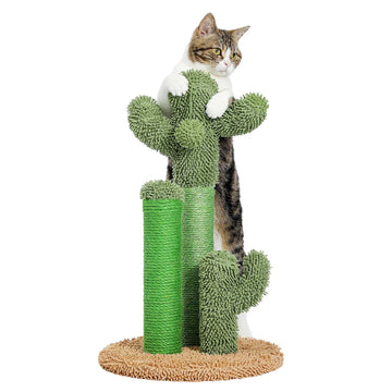 Cactus Cat Scratching Post with 3 Poles and Interactive Dangling Ball-My Little Pet