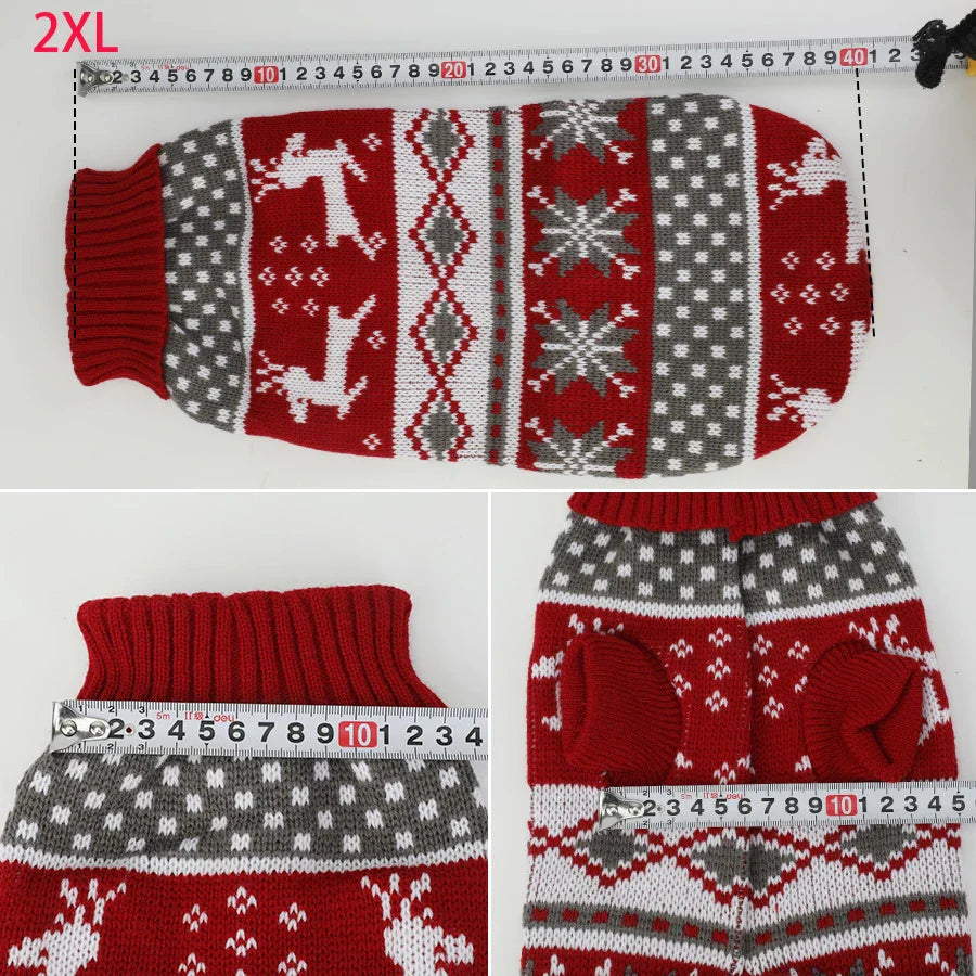 Festive Pet Sweaters for Dogs and Cats - Maroon Elk Design-My Little Pet