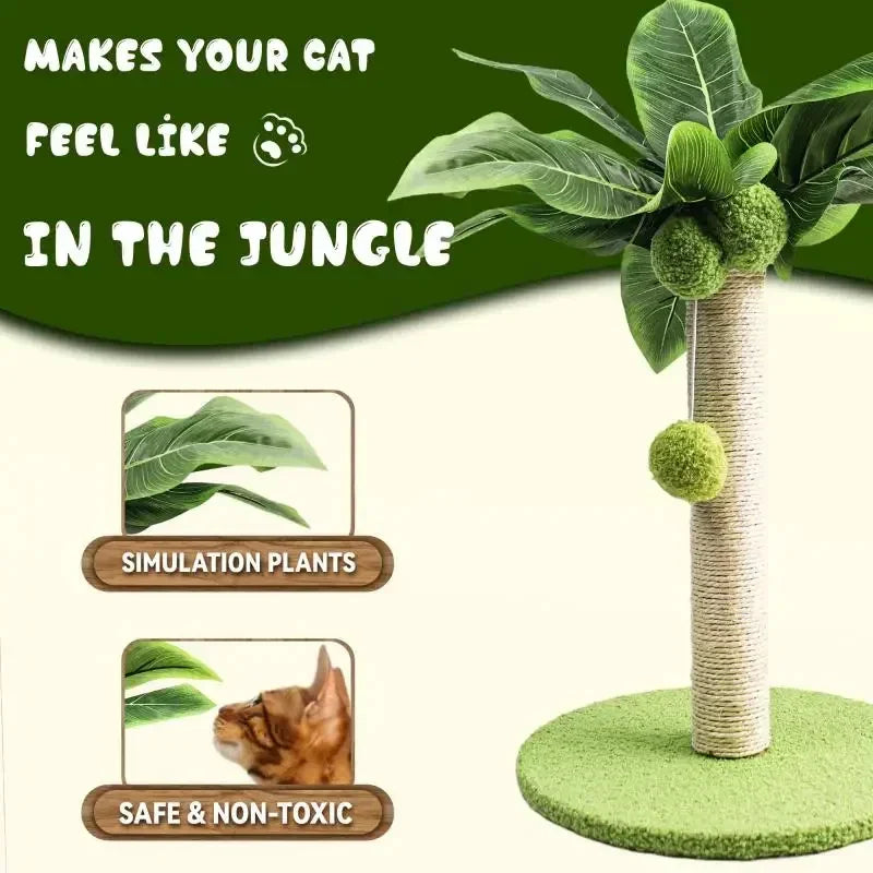 Cat Scratching Post with Natural Sisal and Hanging Interactive Balls-My Little Pet
