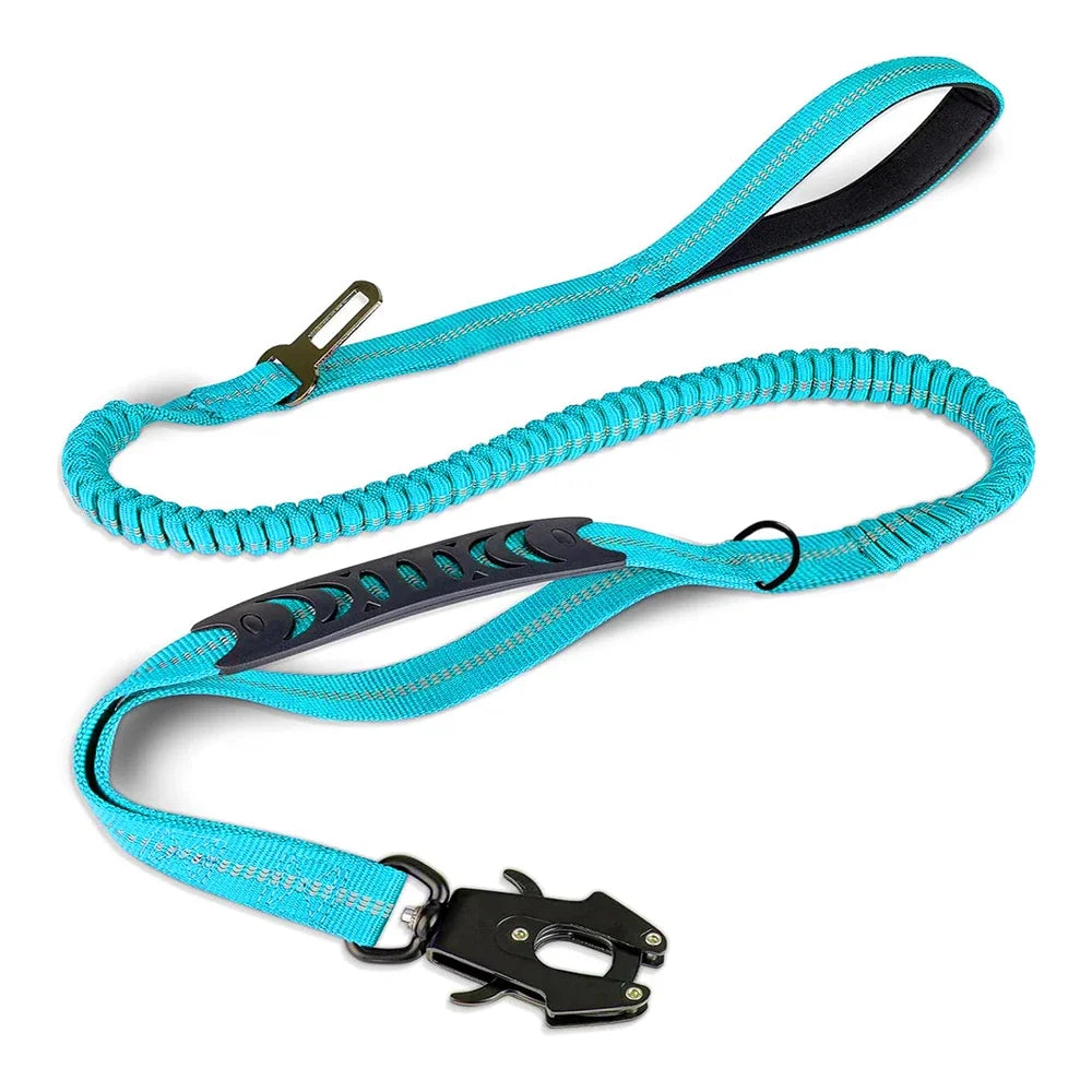 Reflective Shock Absorbing Pet Leashes with Car Seatbelt for Large Dogs Heavy Duty Tactical Bungee Dog Leash No Pull Dog Leash - My Little Pet
