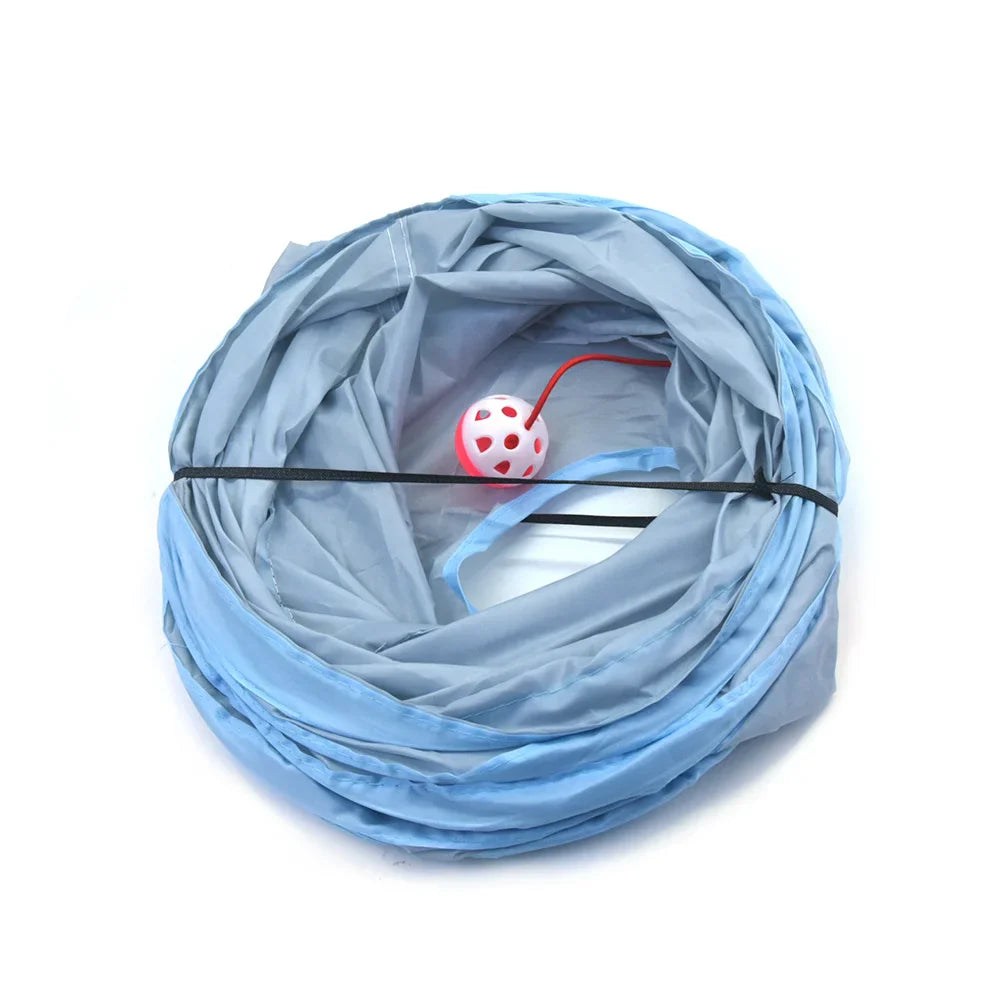 Grey Cat Toy Tunnel with Scratching and Play Features-My Little Pet