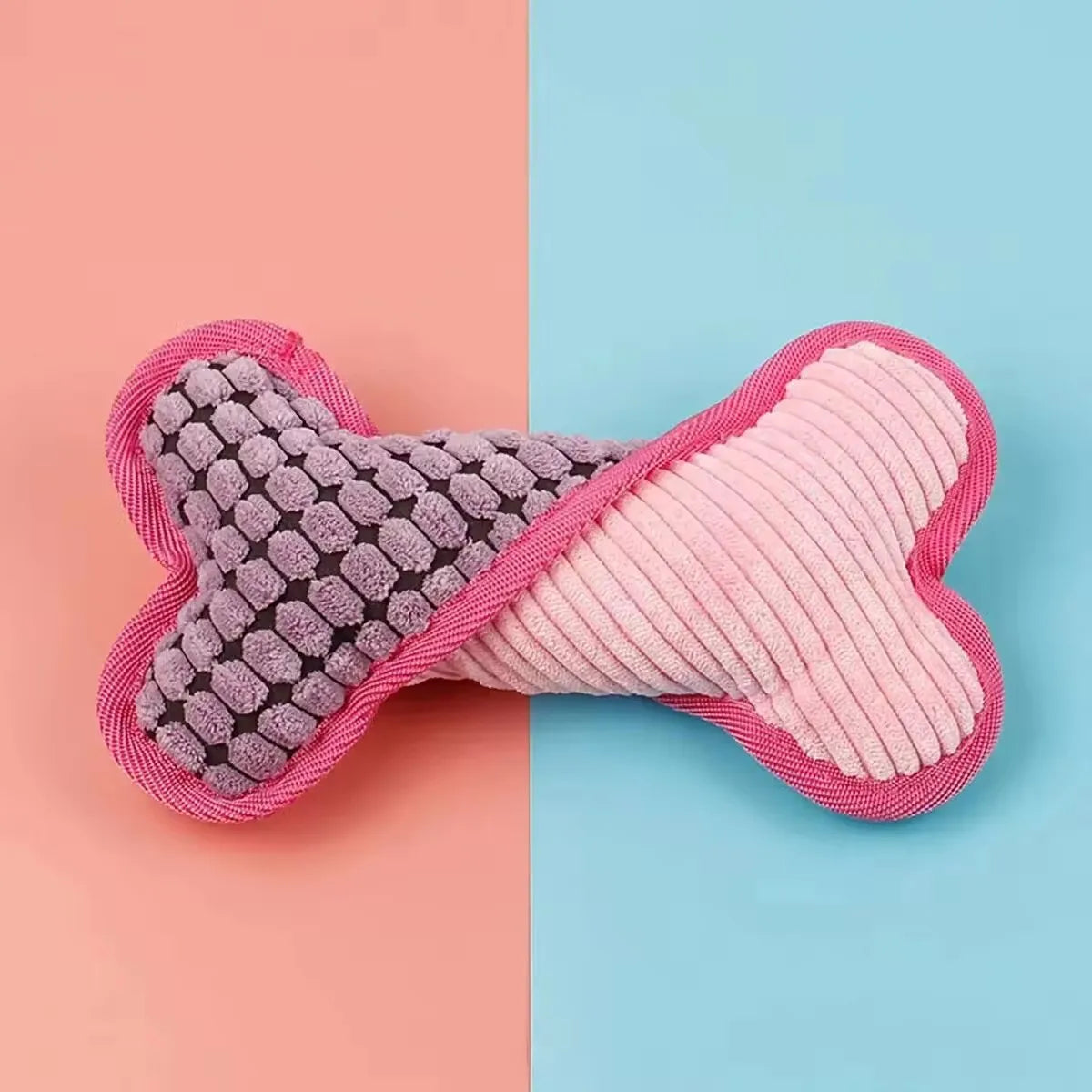 Durable Plush Dog Bone Toy with Squeaker-My Little Pet