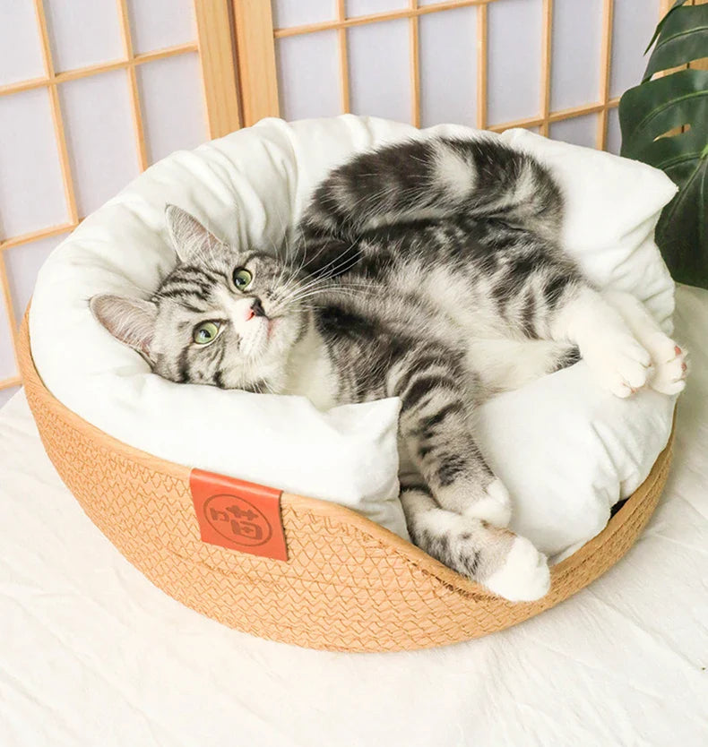 Handmade Bamboo Weaving Pet Bed for Cats-My Little Pet