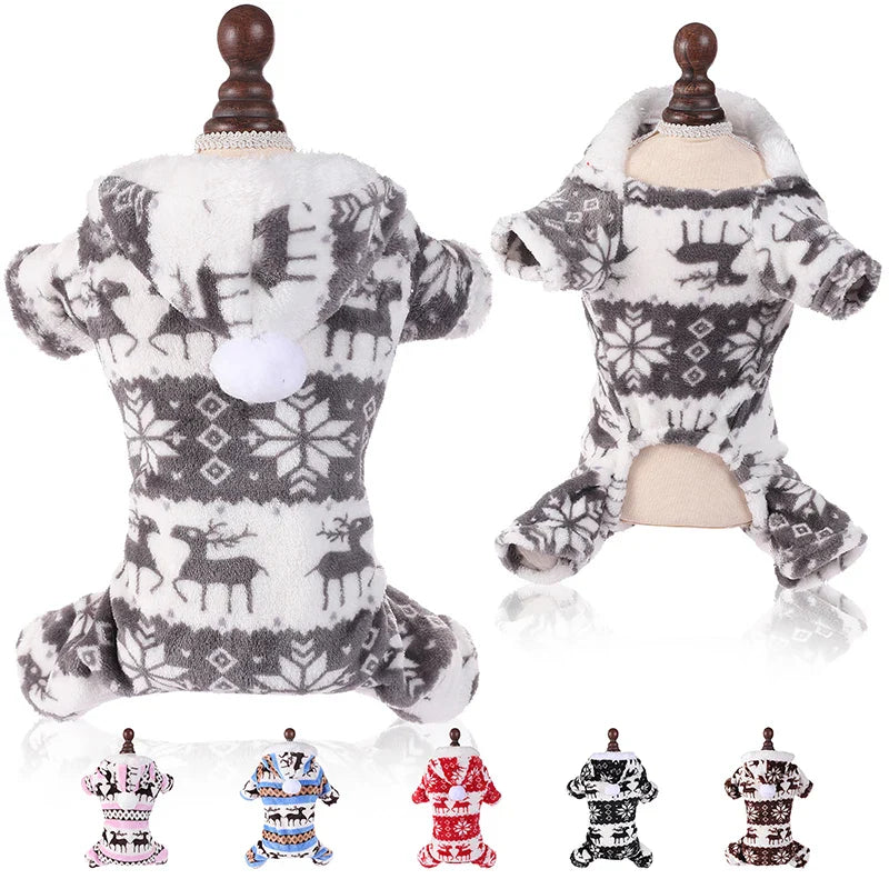Winter Plush Dog Jumpsuit - Cozy Pet Pajamas for Small to Medium Dogs and Cats-My Little Pet
