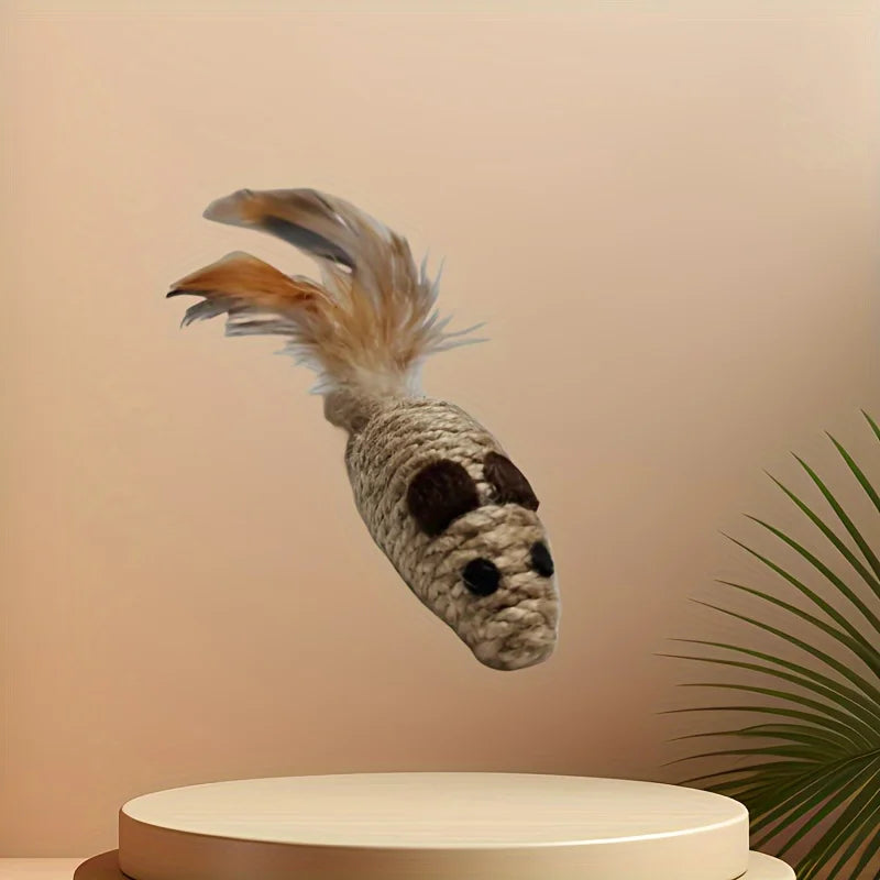 Durable Sisal Cat Toy Mice, Interactive Plush Kitten Toys, 1-4 Piece Set-My Little Pet