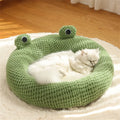 Frog-Themed Cozy Cat Bed for Winter-My Little Pet
