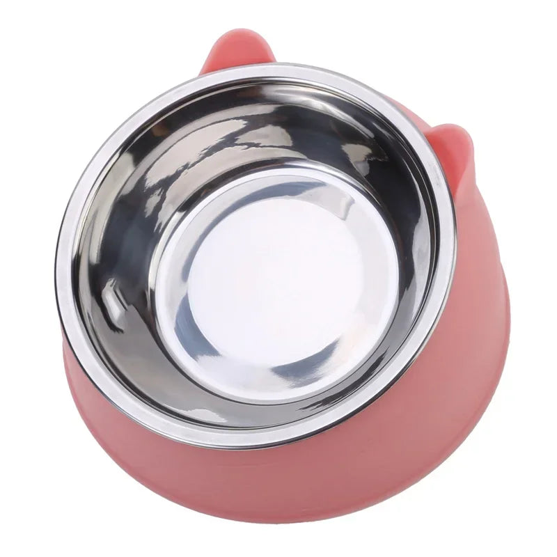 Non-Slip Cat Bowl with Stainless Steel Insert – Cute Ear Design-My Little Pet