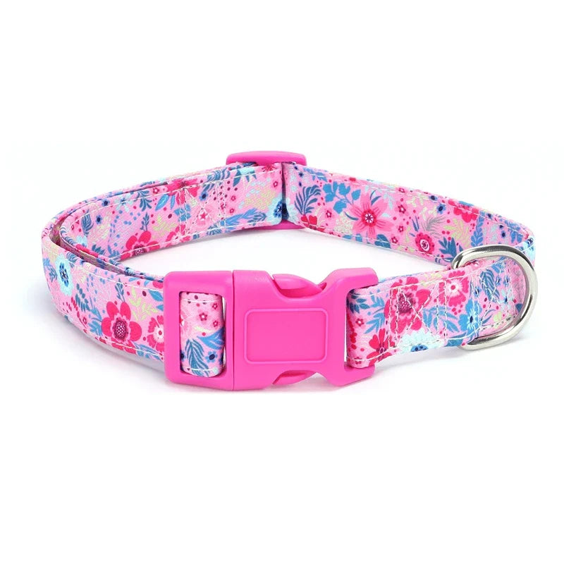 Adjustable Floral Print Nylon Dog Collar for All Dog Sizes-My Little Pet