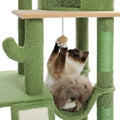 Cactus Floor-to-Ceiling Cat Tree - 7-Tier Climbing Tower with Hammocks & Condos-My Little Pet