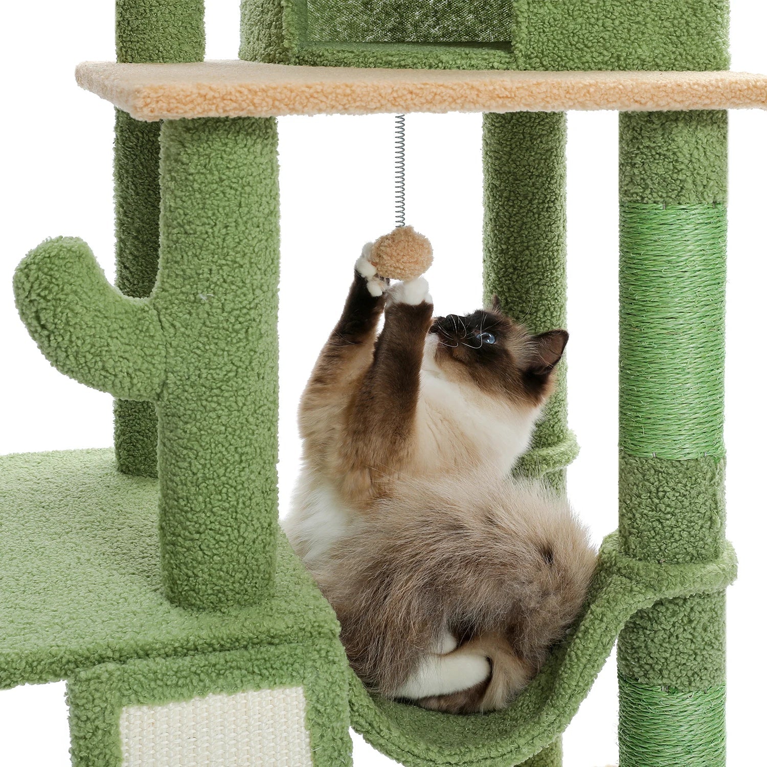 Cactus Floor-to-Ceiling Cat Tree - 7-Tier Climbing Tower with Hammocks & Condos-My Little Pet