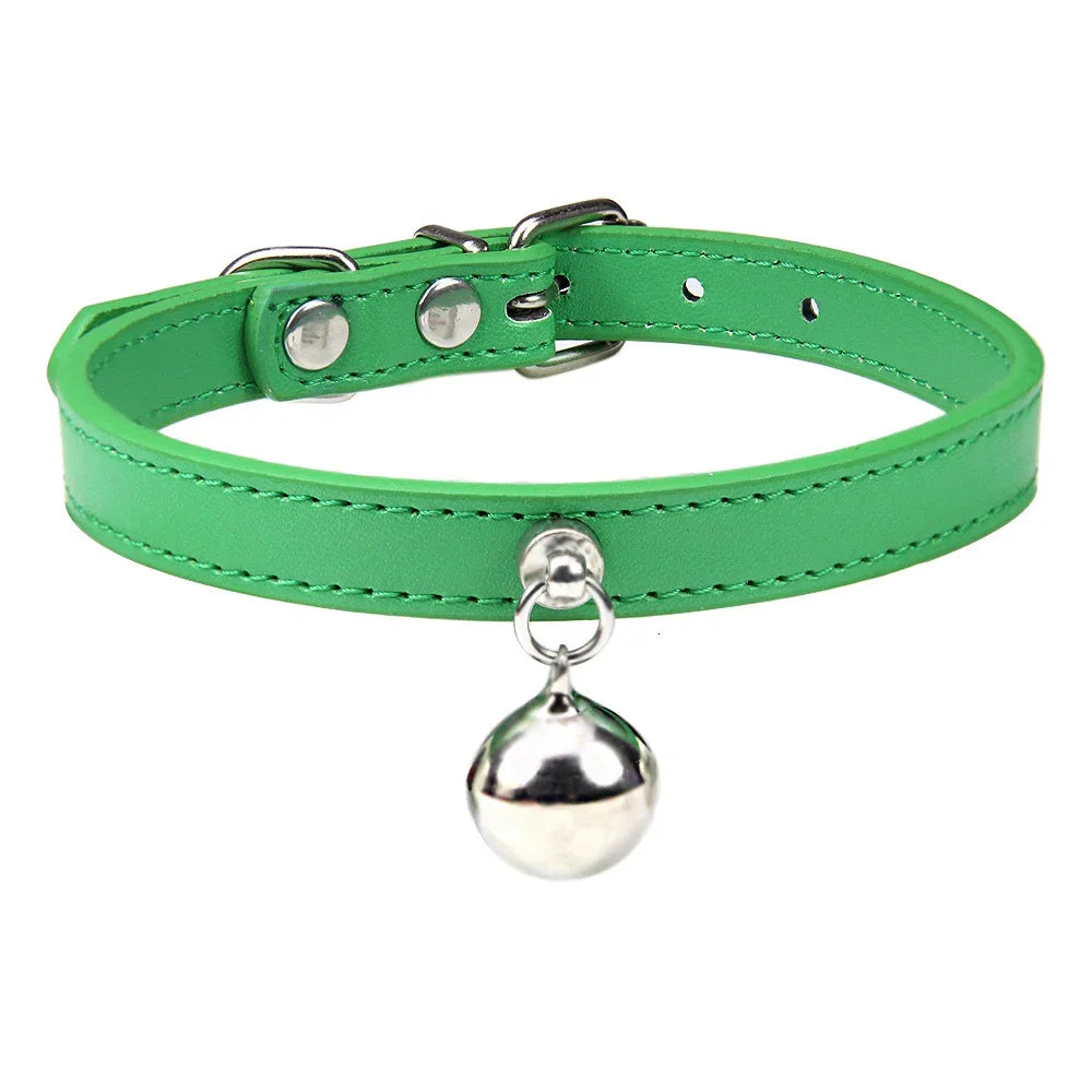 Customizable PU Leather Cat Collar with Bell and Engraving Options-My Little Pet