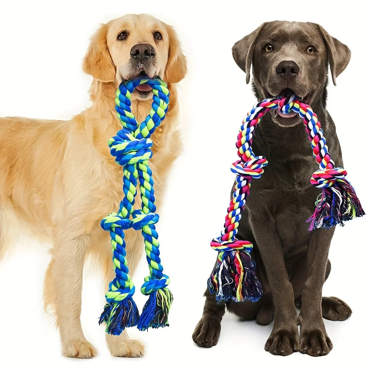 2-Piece Durable Rope Knot Dog Toys for Large Dogs – Dental Health and Interactive Play-My Little Pet