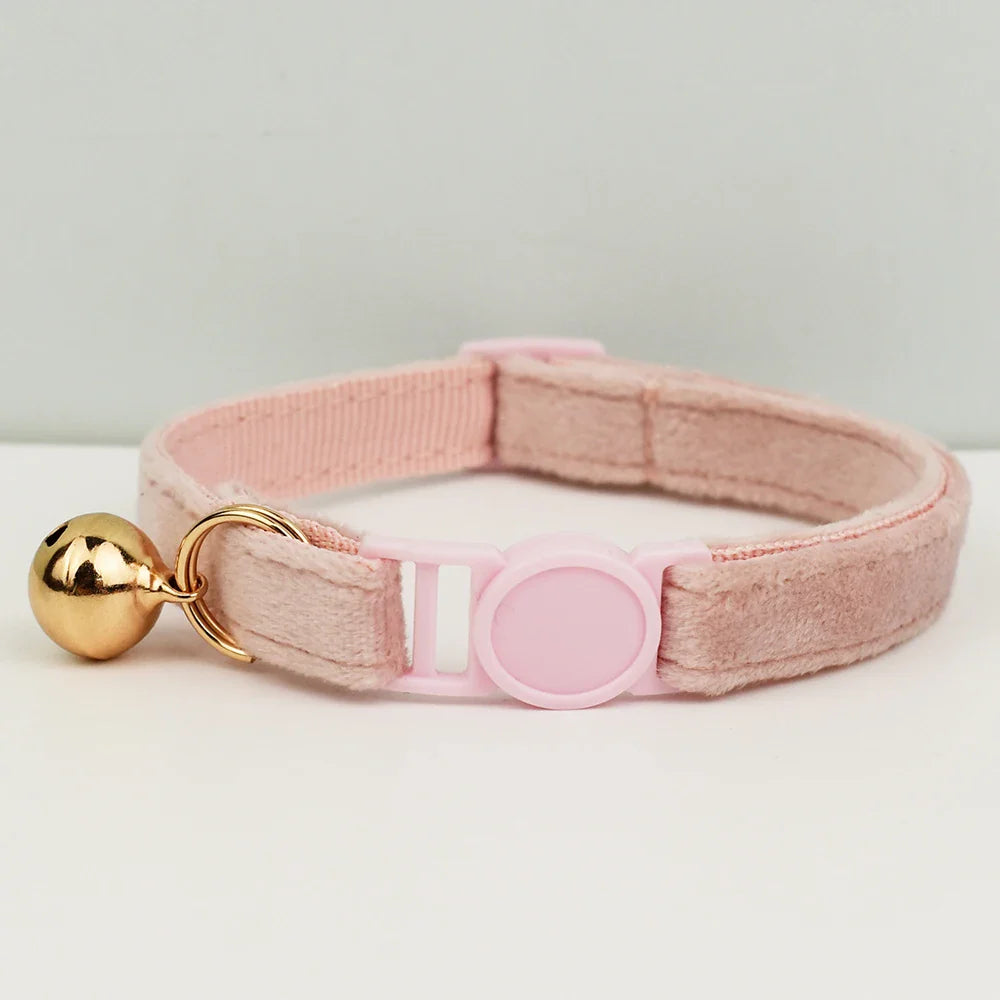 Velvet Cat Collar with Adjustable Safety and Bell-My Little Pet