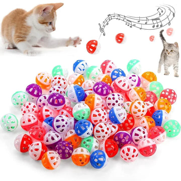 Colorful Plastic Cat Toy Balls with Jingle Bells - Pack of 6/100-My Little Pet