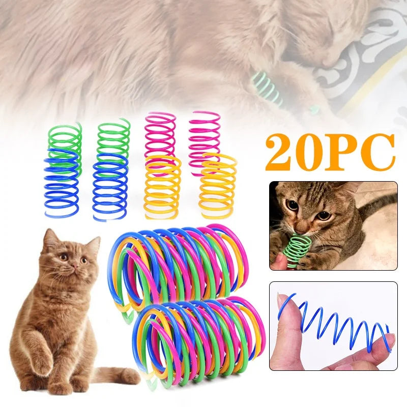 Colorful Plastic Spiral Spring Cat Toys - Interactive Bouncing Pet Play Accessories-My Little Pet