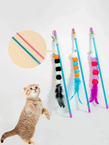 Elastic Feather Cat Toy with Durable Plastic and Trichome Design-My Little Pet