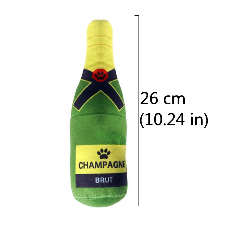 Interactive Dog Toys - Champagne, Wine, Whisky Bottle-Shaped Plush Toys-My Little Pet