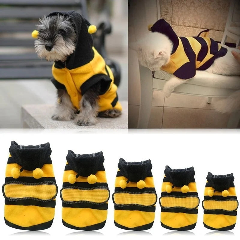 Cute Bee-Themed Fleece Hoodie for Pets-My Little Pet