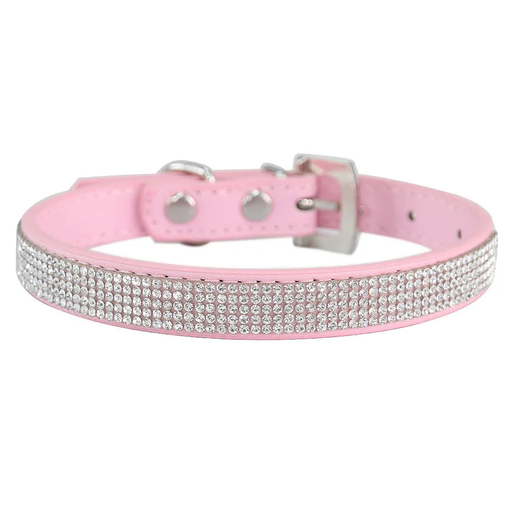 Elegant Rhinestone Leather Pet Collar-My Little Pet