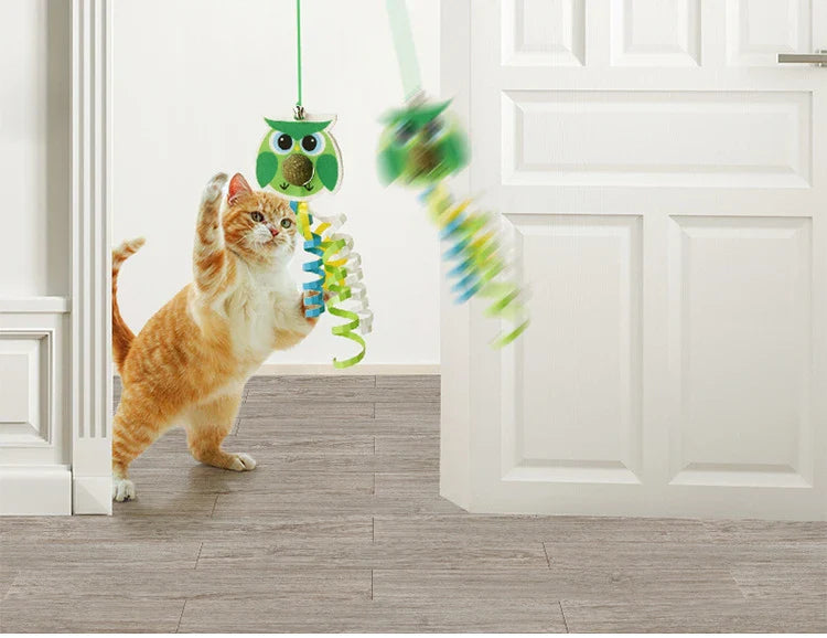 Cat Door Hanging Toy with Elastic Feather and Bell-My Little Pet