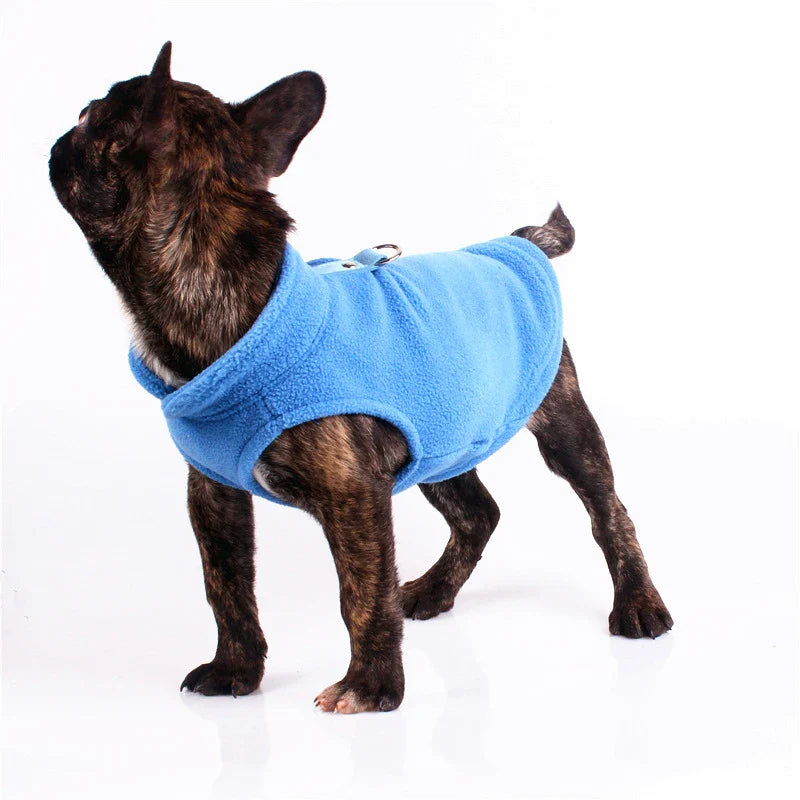 Warm Fleece Vest for Small Dogs and Cats with D-Ring Attachment-My Little Pet