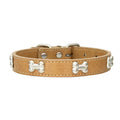 Bone-Accented Leather Dog Collar – Durable and Stylish for Pets - My Little Pet