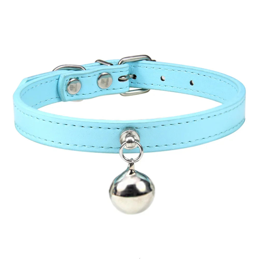 Customizable PU Leather Cat Collar with Bell and Engraving Options-My Little Pet