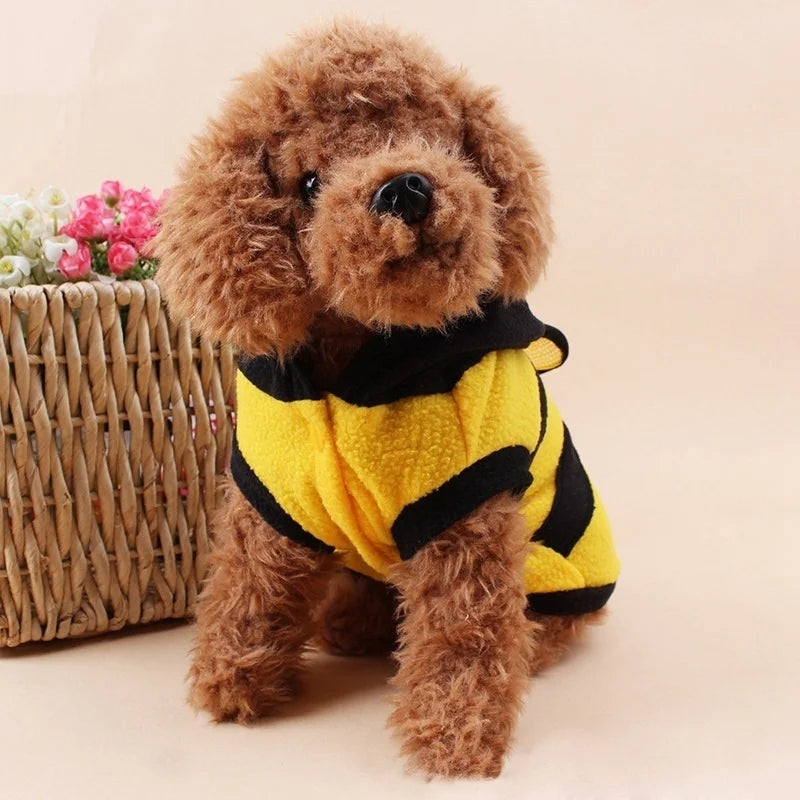 Cute Bee-Themed Fleece Hoodie for Pets-My Little Pet