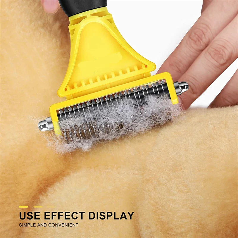 Dual-Sided Pet Grooming Brush for Dogs and Cats - Stainless Steel Undercoat Rake for Dematting and Detangling-My Little Pet