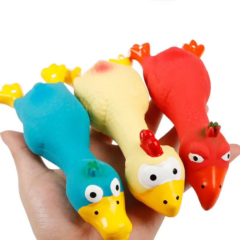 Colorful Latex Squeaky Chicken Toy for Dogs-My Little Pet