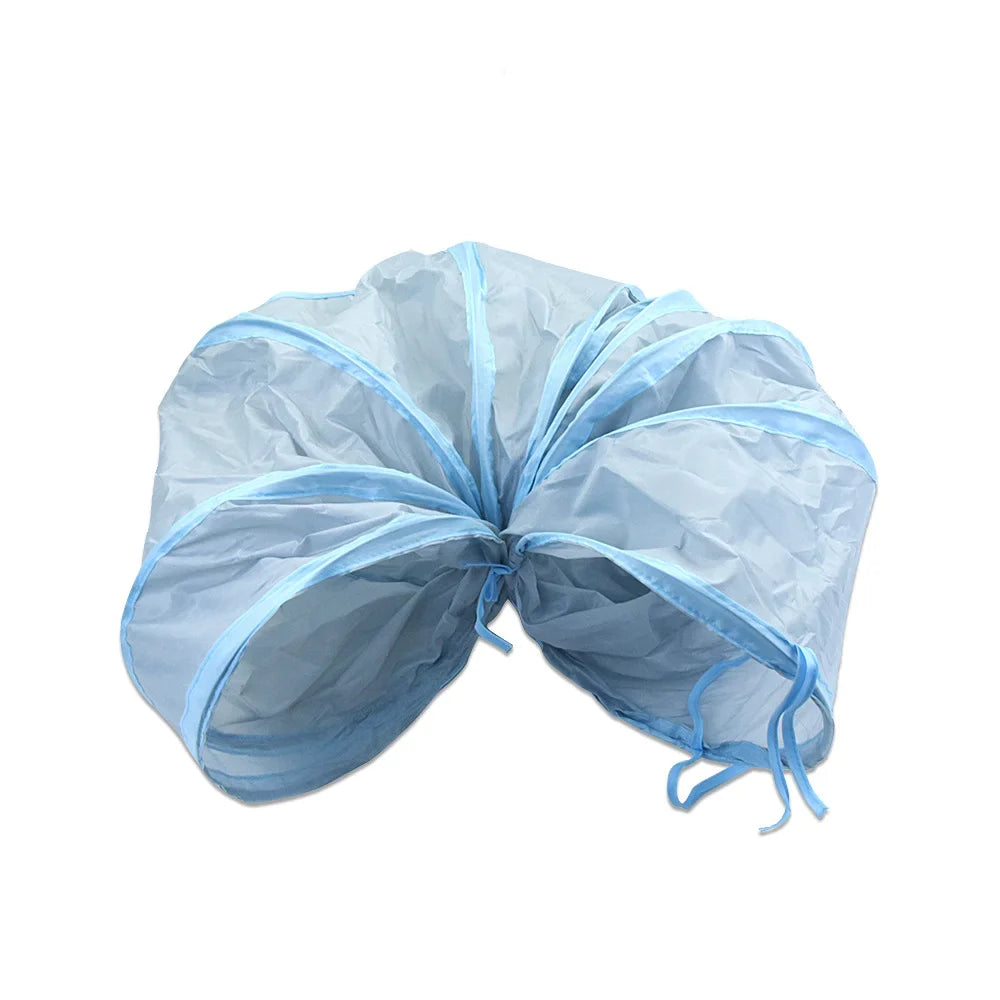 Grey Cat Toy Tunnel with Scratching and Play Features-My Little Pet