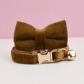 Personalized Velvet Cat Collar with Bow Tie and Name Plate-My Little Pet