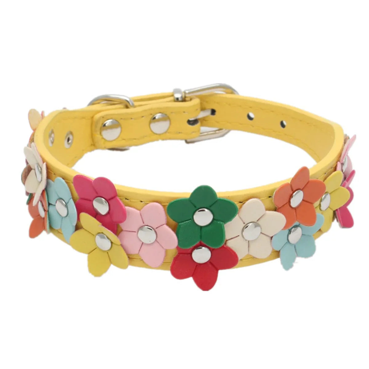 Floral Faux Leather Pet Collar for Dogs and Cats-My Little Pet