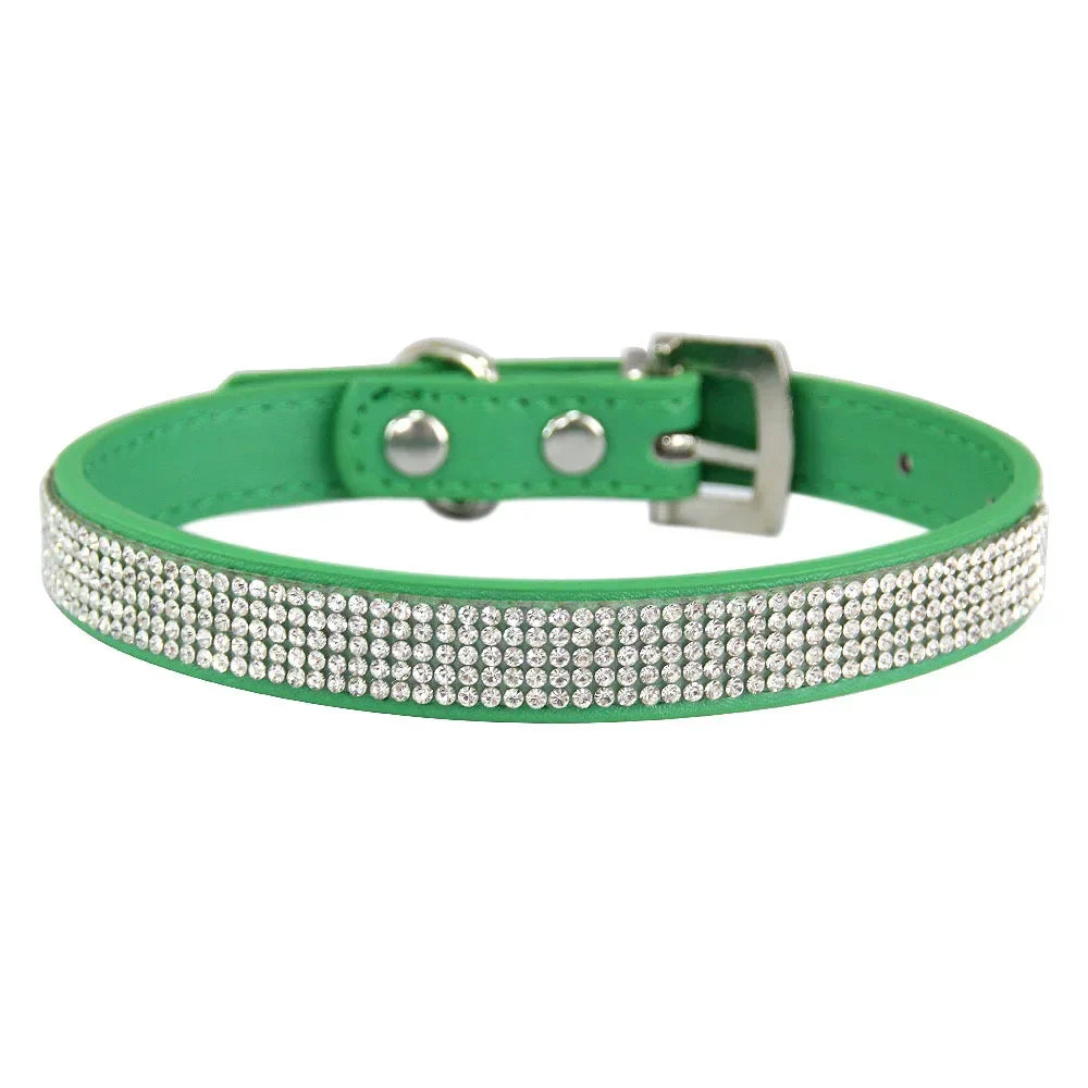 Elegant Rhinestone Leather Pet Collar-My Little Pet
