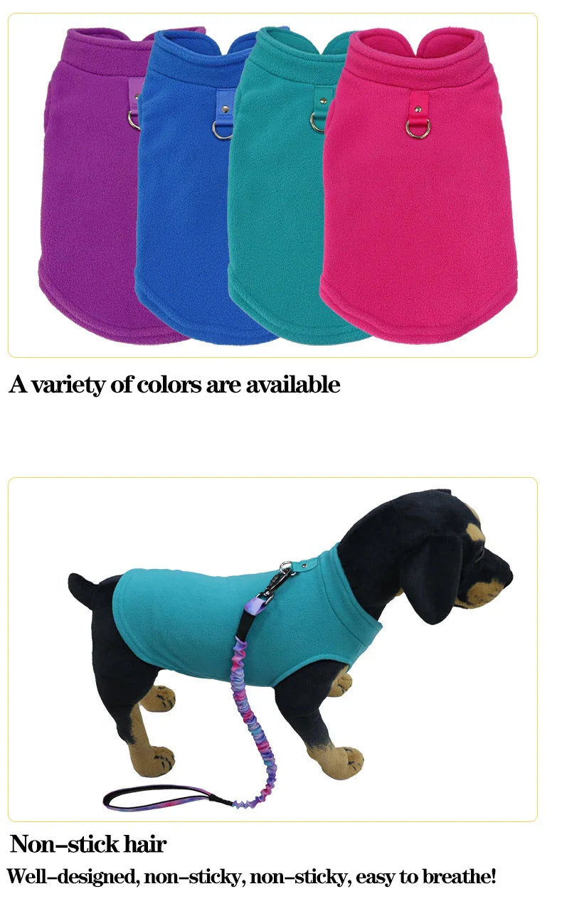 Warm Fleece Vest for Small Dogs and Cats with D-Ring Attachment-My Little Pet