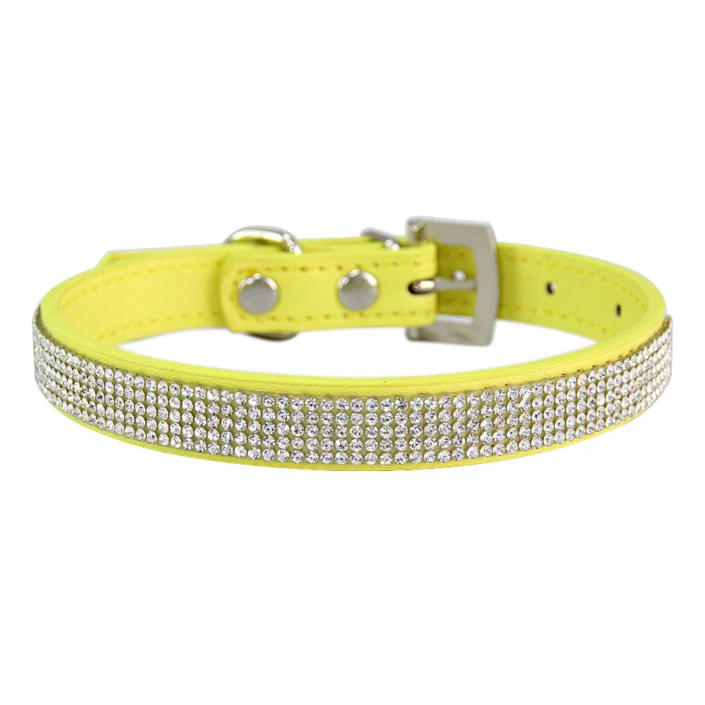 Elegant Rhinestone Leather Pet Collar-My Little Pet