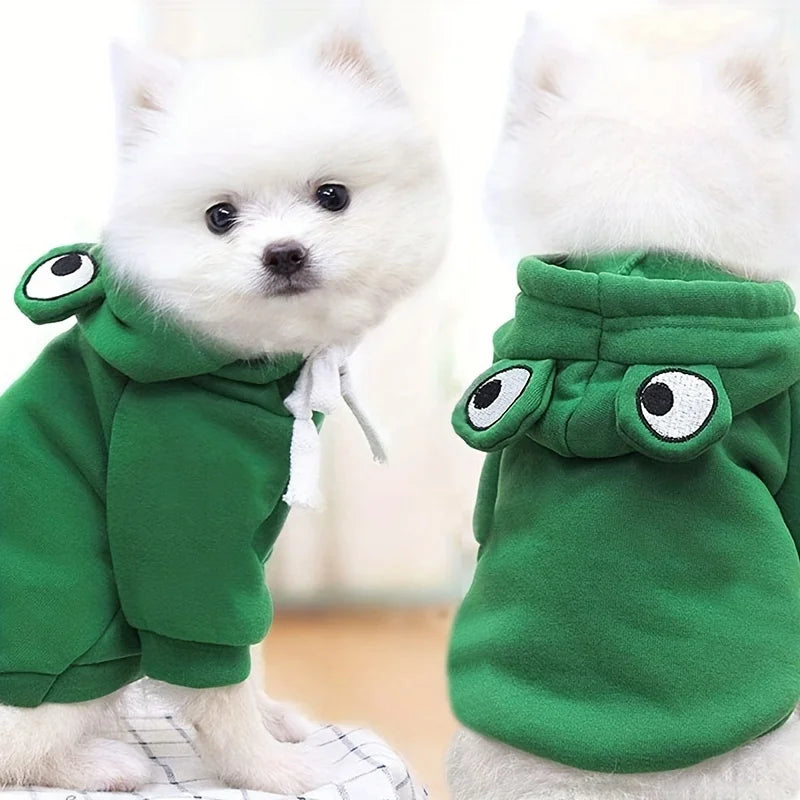 Cute Green Frog Dog Sweater - Hooded Pet Costume for All Seasons-My Little Pet