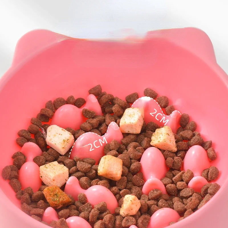 Anti-Choking Cat Food Bowl with Tall Feet and Cartoon Design-My Little Pet