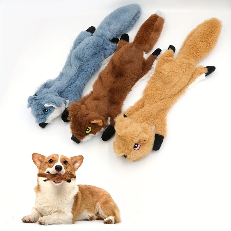 No Stuffing Squeaky Dog Toys - Fox, Raccoon, & Squirrel Plush Chew Toy for Small & Medium Breeds - My Little Pet
